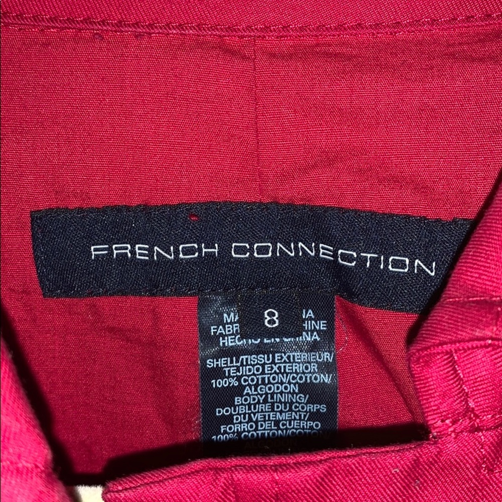 French Connection Red 3 Botton Retro Cropped Women’s Jacket sz 8 EUC - Picture 2 of 4